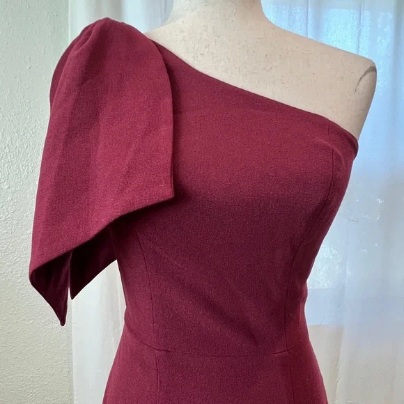 Dress the Population One-Shoulder Wine Sheath Dress XS NWT - Picture 4 of 12